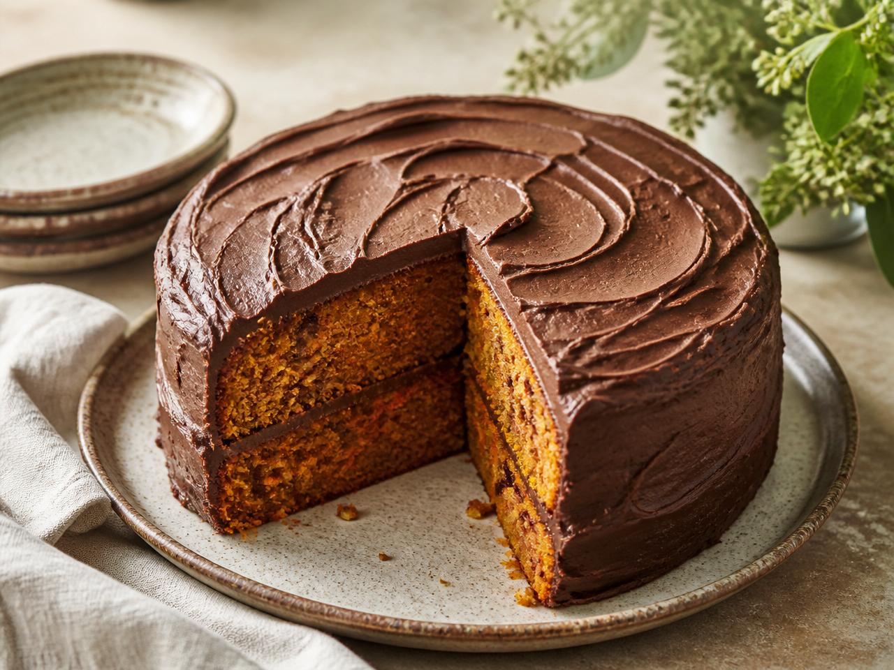 Bolo de cenoura com cobertura de chocolate